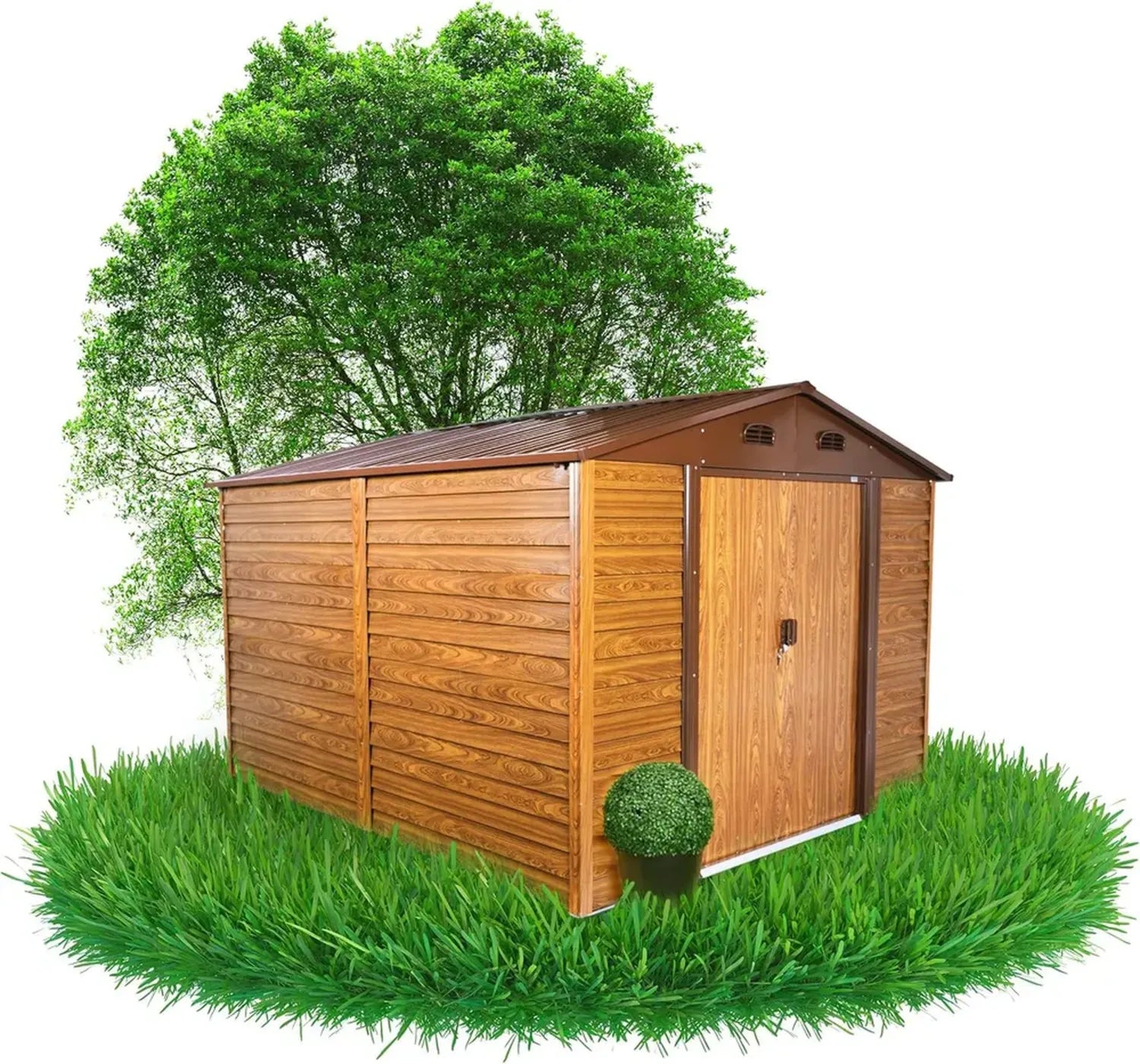 Metallgerätehaus Arbor IV mit Schiebetür - Wetterfestes Gartenhaus 323x278x215 cm - Vielseitige Nutzung als Fahrradhütte oder Geräteschuppen